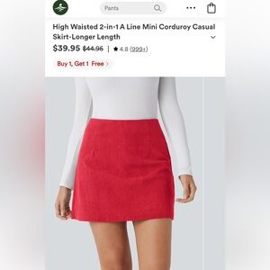 Red Corduroy Mini Skirt
